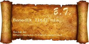 Benedik Titánia névjegykártya